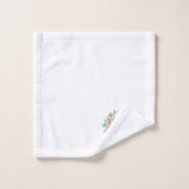 Tropische Bloemen Seahorse Paar Monogrammed Bad Handdoek (Wasdoekje)