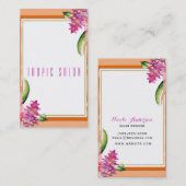 Tropische Bloemen Sinaasappel Koraal Modern Botani Visitekaartje (Voorkant / Achterkant)