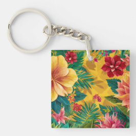 Tropische bloemen, stralende bloesems en weelderig sleutelhanger