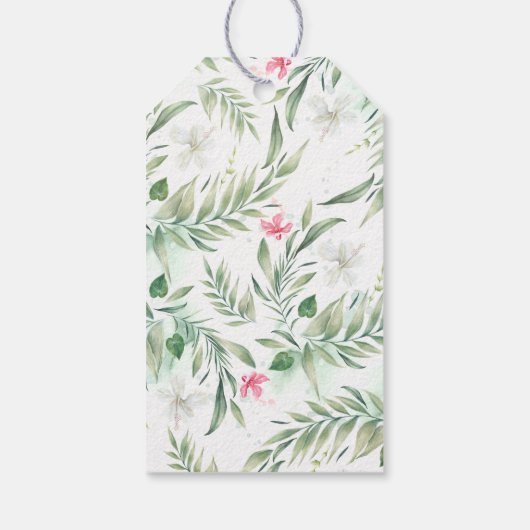 Tropische bloemen strand bruiloft cadeaulabel (Achterkant)