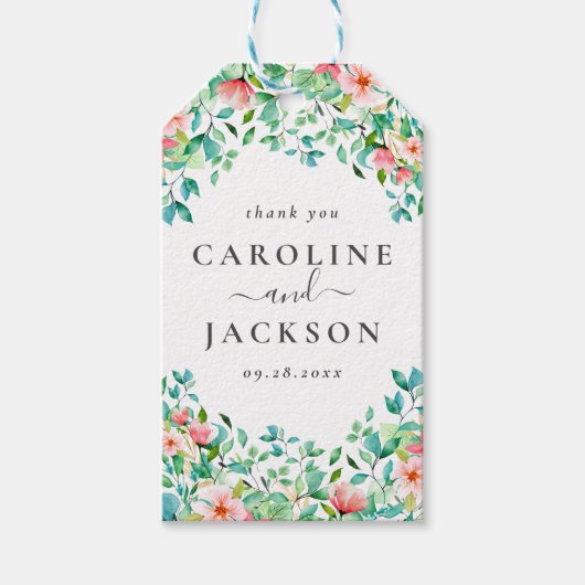 Tropische Bloemen Strand Bruiloft Favor Tag Cadeaulabel (Voorkant)