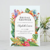 Tropische Bloemen Strand Bruiloft Kaart (Staand voorkant)