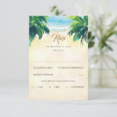 Tropische Bloemen Strand Bruiloft RSVP (Staand voorkant)