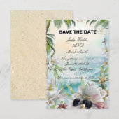 Tropische bloemen strand bruiloft Save The Date ka (Voorkant / Achterkant)