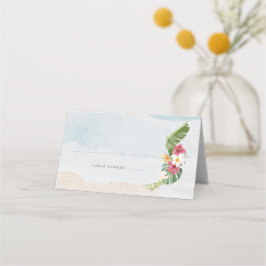 Tropische Bloemen Strand Bruiloft Tafel Plaatskaartje
