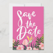 Tropische bloemen strand en bestemming bruiloft save the date (Voorkant)