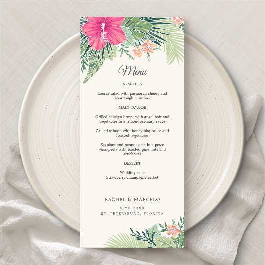 Tropische Bloemen Strand Wedding Menu