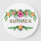 Tropische bloemen Summer Fun Grote Klok (Voorkant)