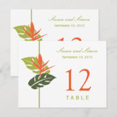 Tropische Bloemen Tafel Nummer Kaart | Groen & Sin (Voorkant / Achterkant)