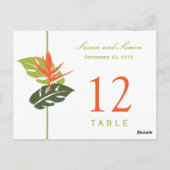 Tropische Bloemen Tafel Nummer Kaart | Groen & Sin (Achterkant)