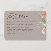 Tropische Bloemen Taupe Bruiloft Details Informatiekaartje (Voorkant)