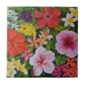 Tropische bloemen tegeltje (Voorkant)