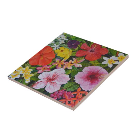 Tropische bloemen tegeltje (Zijkant)
