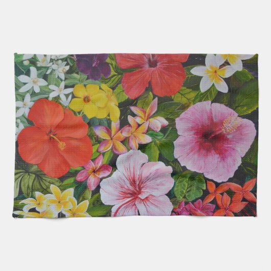 Tropische bloemen theedoek (Horizontaal)