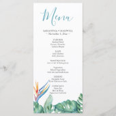 Tropische Bloemen Thema Trouwmenu's Kaart (Voorkant)