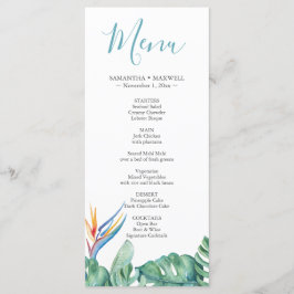 Tropische Bloemen Thema Trouwmenu's Kaart