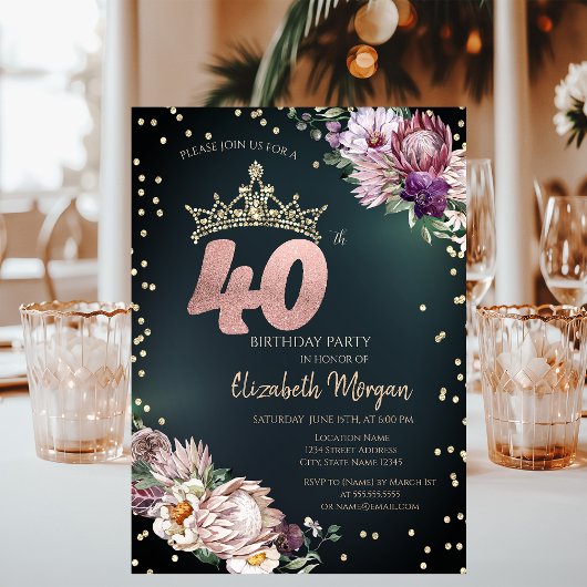 Tropische Bloemen Tiara Diamanten Groen 40e Kaart