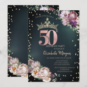 Tropische Bloemen Tiara Diamanten Groen 50e Kaart (Voorkant / Achterkant)