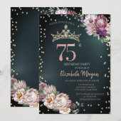 Tropische Bloemen Tiara Diamanten Groen 75e Kaart (Voorkant / Achterkant)