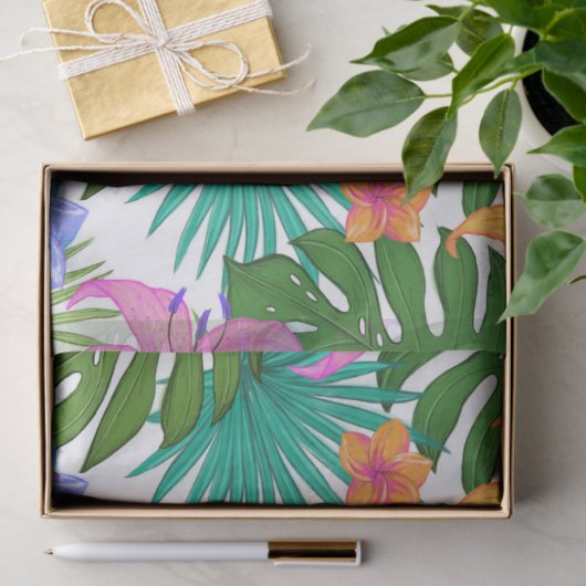 Tropische bloemen tissuepapier (Geschenk)