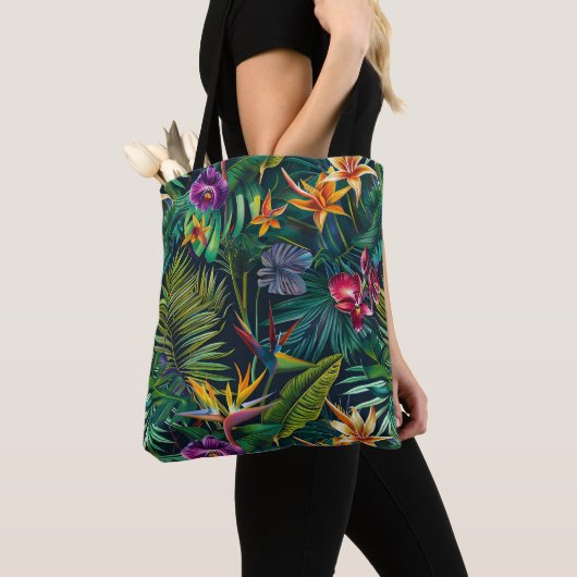 Tropische bloemen tote bag (Dichtbij)