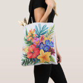 Tropische bloemen tote bag (Dichtbij)