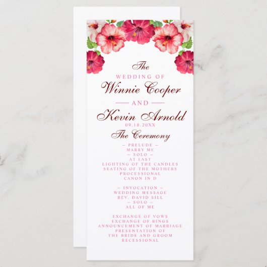 Tropische Bloemen Trouwprogramma Programmakaart (Voorkant / Achterkant)