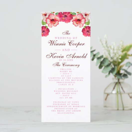 Tropische Bloemen Trouwprogramma Programmakaart (Staand voorkant)