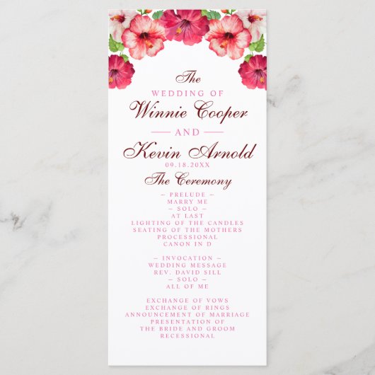 Tropische Bloemen Trouwprogramma Programmakaart (Voorkant)