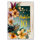 Tropische Bloemen Trouwtafel Nummer Kaart (Voorkant)