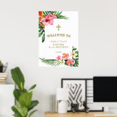 Tropische Bloemen Tweeling 1e Verjaardag Welkomstb Poster (Thuiskantoor)