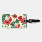 Tropische bloemen van de witte lotus bagagelabel (Voorkant horizontaal)