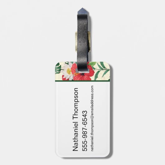 Tropische bloemen van de witte lotus bagagelabel (Achterkant verticaal)