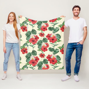 Tropische bloemen van de witte lotus fleece deken