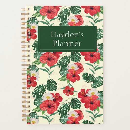 Tropische bloemen van de witte lotus planner (Voorkant)