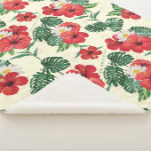 Tropische bloemen van de witte lotus sherpa deken (3/4)