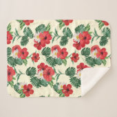 Tropische bloemen van de witte lotus sherpa deken (Voorkant (horizontaal))