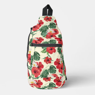 Tropische bloemen van de witte lotus sling bag