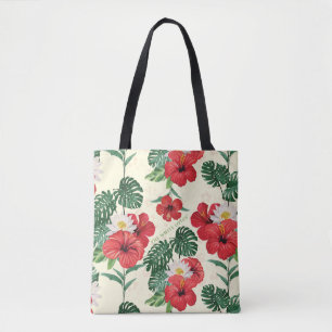 Tropische bloemen van de witte lotus tote bag
