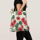 Tropische bloemen van de witte lotus tote bag (Dichtbij)