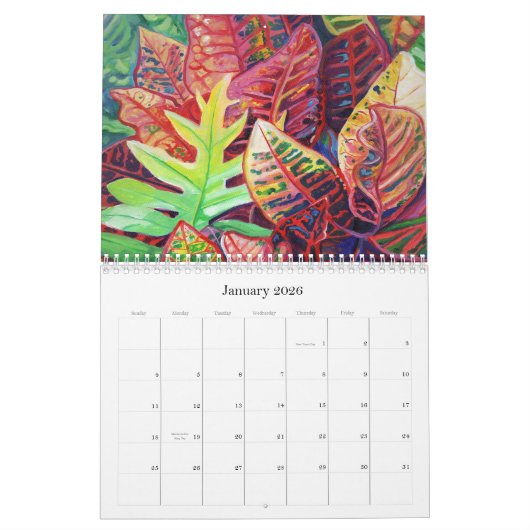 Tropische bloemen van Kauai Hawaii kalender (Jan 2026)