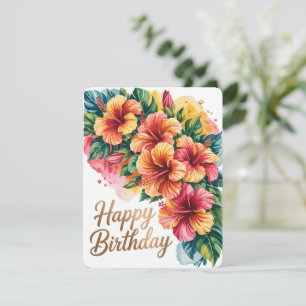 Tropische bloemen verjaardagskaart bedankkaart