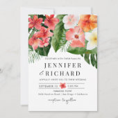 Tropische bloemen verlaten bruiloft kaart (Voorkant)