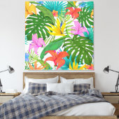 Tropische bloemen verpakt canvas (Insitu (Slaapkamer))