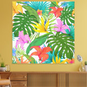 Tropische bloemen verpakt canvas (Insitu (Woonkamer))