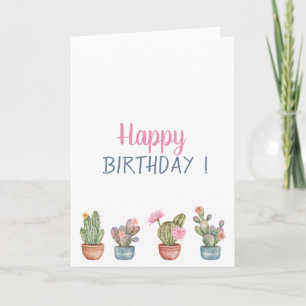 Tropische Bloemen Vetplanten Verjaardag Kaart