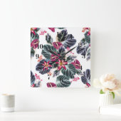 Tropische bloemen vierkante klok (Huis)
