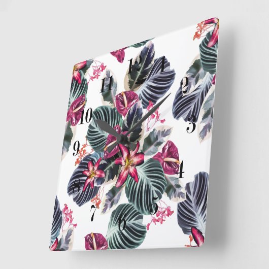 Tropische bloemen vierkante klok (Hoek)