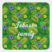 tropische bloemen vierkante sticker (Voorkant)