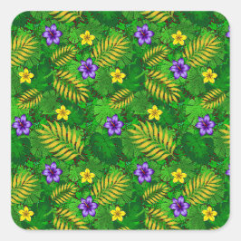 tropische bloemen vierkante sticker